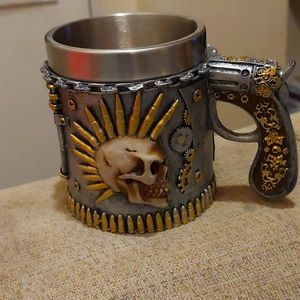A Handcrafter Mug with a Skeleton/W Mohawk